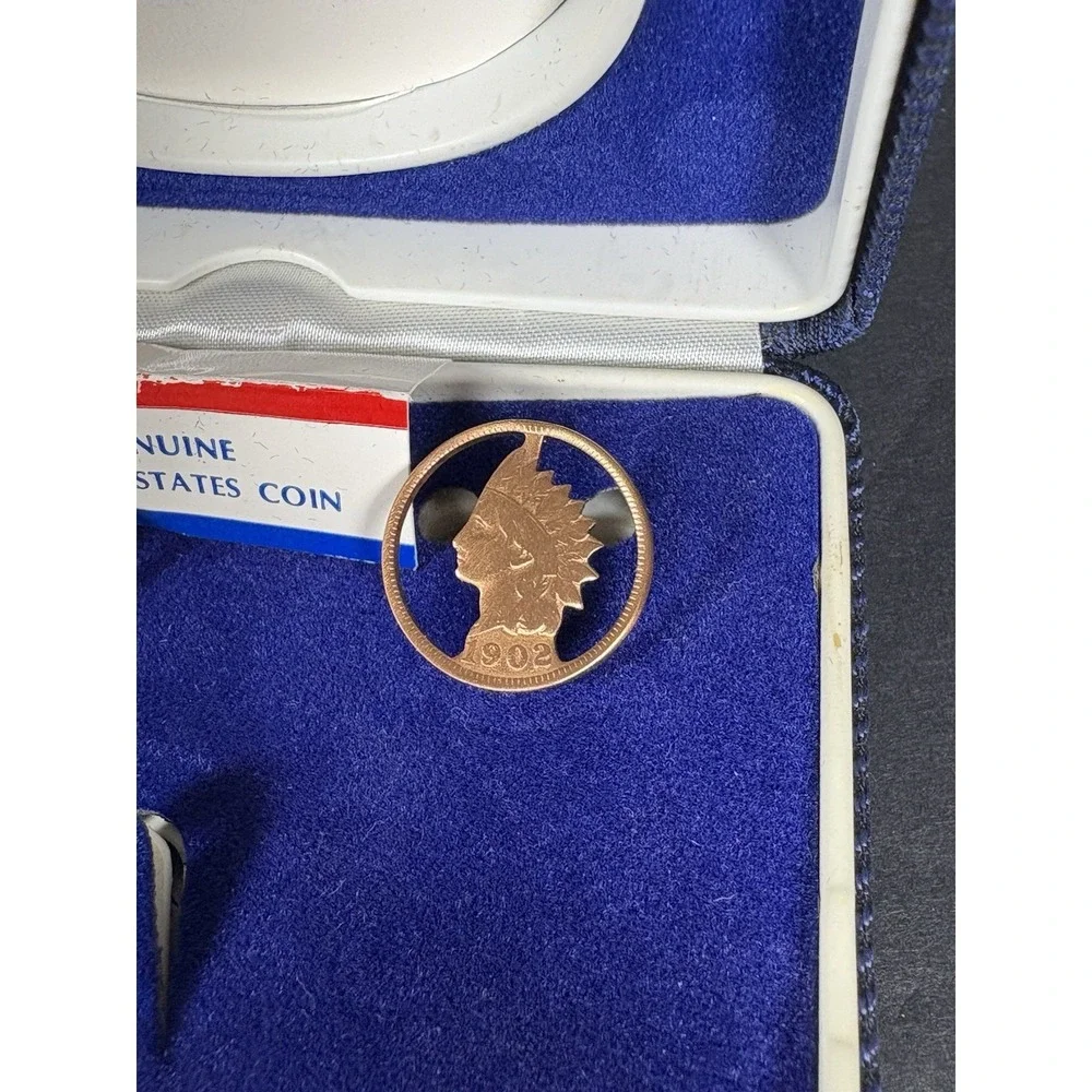 Vintage Swank Indian Head Penny Cufflinks 1902 Cut Coin Design w/ Box USA